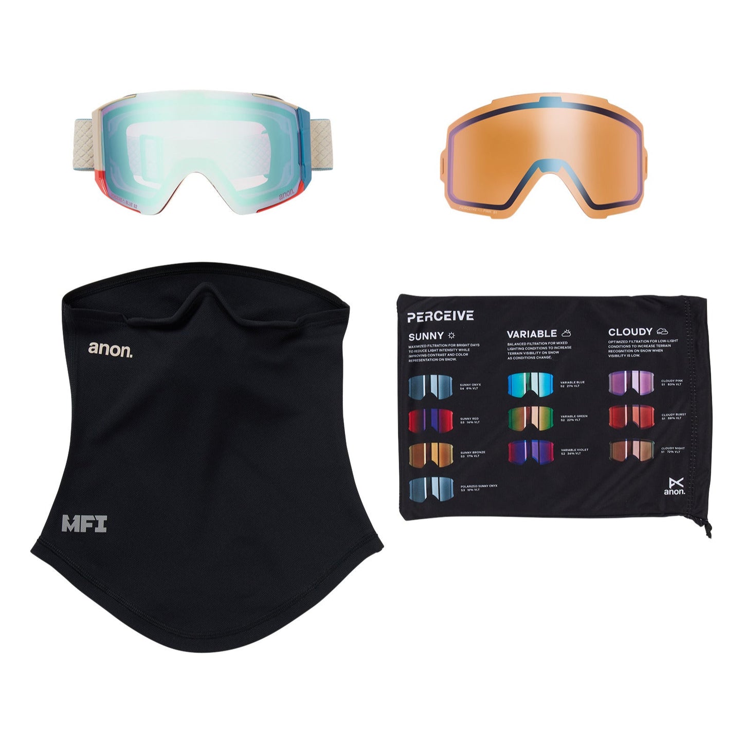 Sync Goggles + Bonus Lens + MFI® Face Mask Oat/Perceive Variable Blue