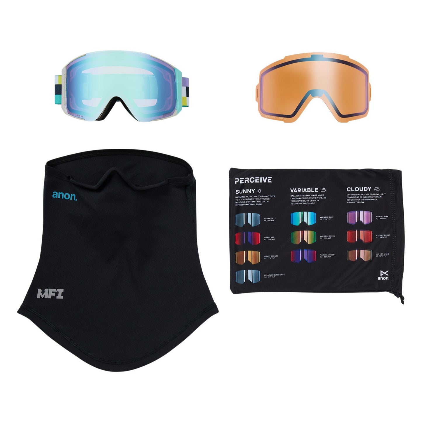 Sync Goggles + Bonus Lens + MFI® Face Mask Pixel/Perceive Variable Blue