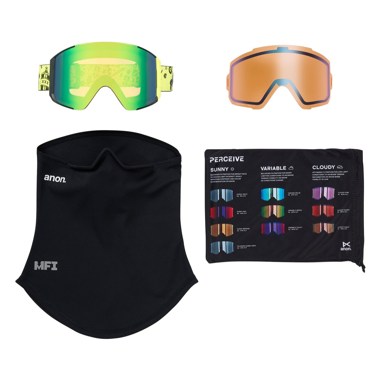Sync Goggles + Bonus Lens + MFI® Face Mask Whirlwind/Perceive Variable Green