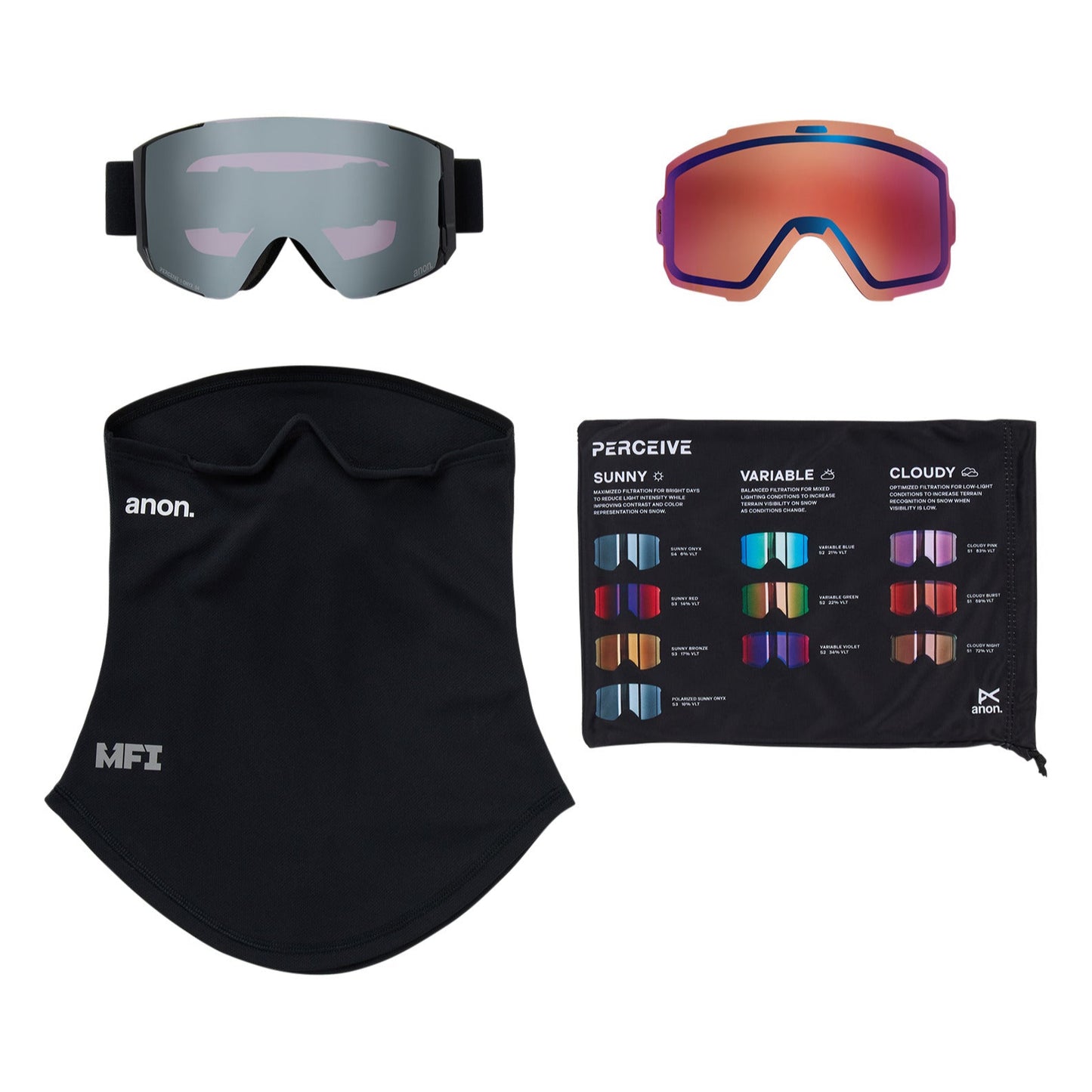 Sync Goggles + Bonus Lens + MFI® Face Mask Smoke/Perceive Sunny Onyx