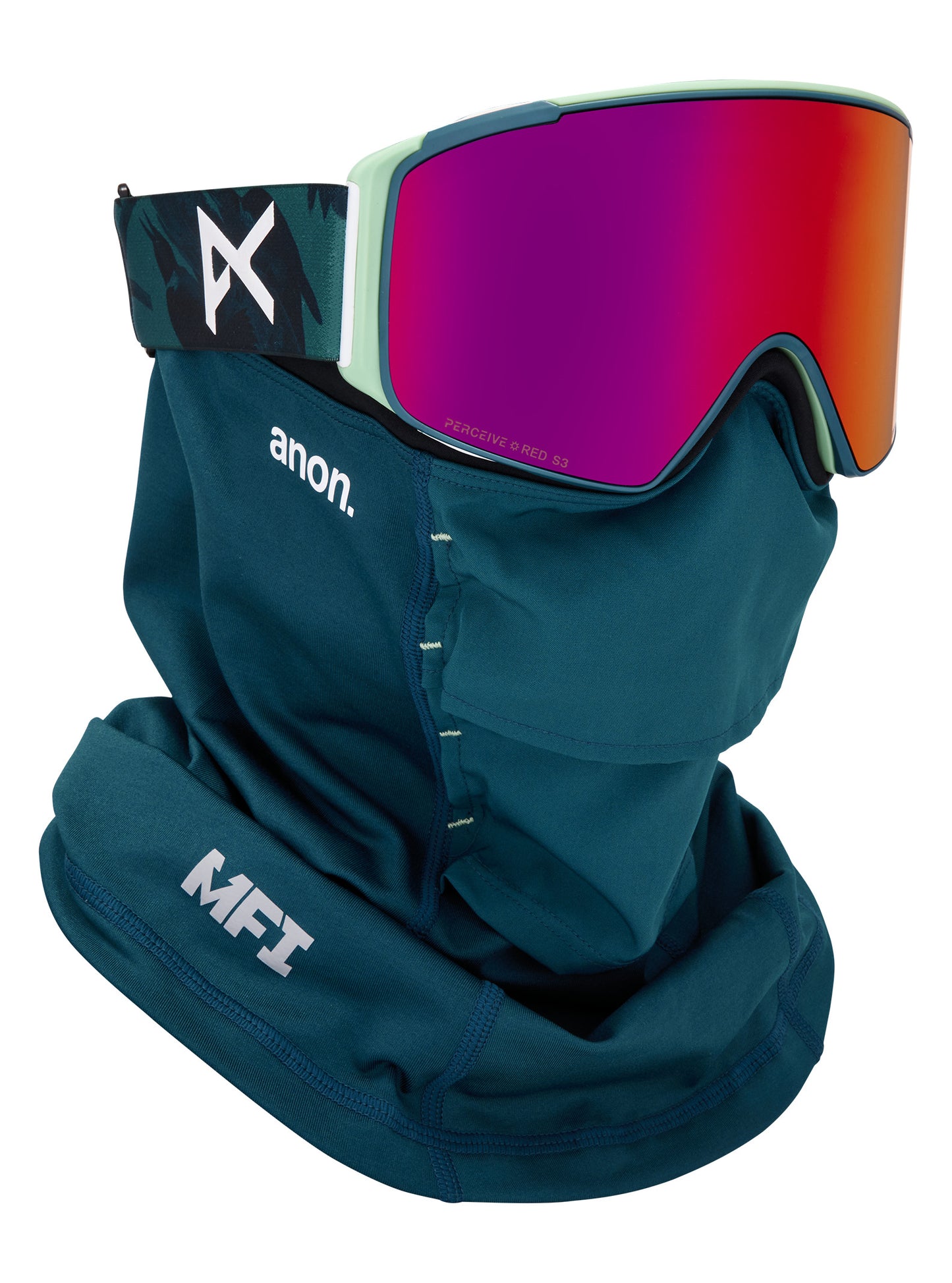 M4S Goggles (Cylindrical) + Bonus Lens + MFI® Face Mask Family Tree/Perceive Sunny Red